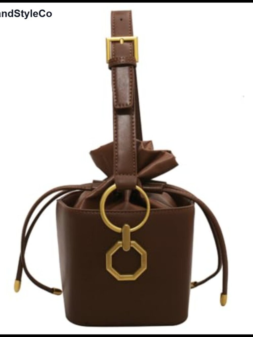 Vegan Leather Bucket Bag Crossbody Purse Women Drawstring Clutch